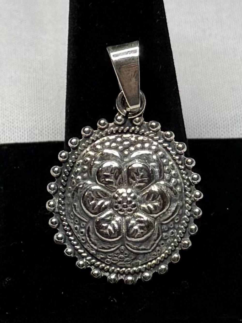 Vintage CII Signed Mexico 925 Sterling Silver Pendant 10g Modernist Southwestern